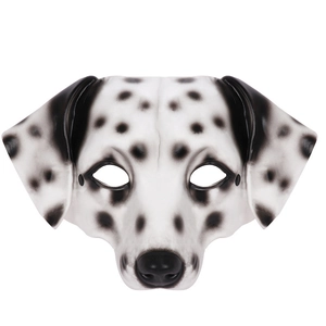 Masque demi-visage de chien dalmatien pour cosplay avec oreilles noires réalistes