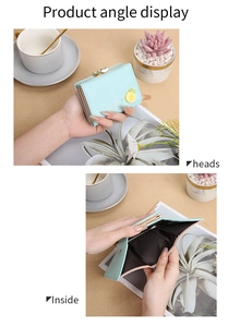 Lindo cartera corta de mujer plegable de PU mini monedero con diseño dulce vista detallada