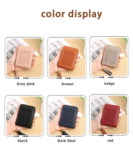Portacarte RFID in pelle PU con cerniera e nappa in sei colori differenti
