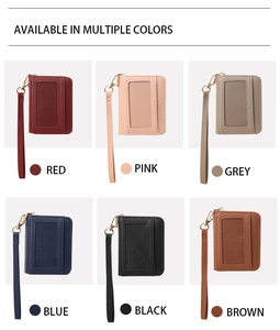 Porte-cartes en cuir grainé de plusieurs couleurs avec fenêtre d'ID et dragonne