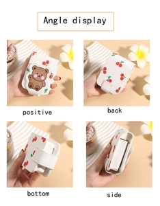 Detail view of the mini cartoon bear makeup pouch showing front, back, bottom, and side angles