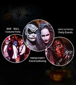 Détail de divers masques de zombie et de crâne pour le cosplay en bar et soirée