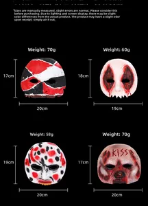Tableau des tailles pour masques de zombie avec dimensions et poids de quatre modèles variés