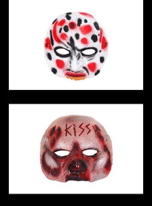 Détails de masques d'Halloween effrayants avec gravure KISS et textures tachées de sang
