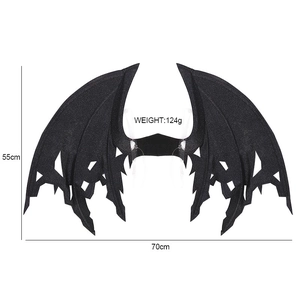 Schwarze Drachenflügel für Cosplay, 70 cm Breite mit verstellbaren elastischen Trägern