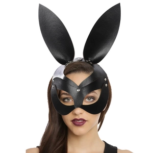 Sexy Rabbit Ear Mask PU Leather Cat Face Eye Cover With Silver Rivets For Masquerade Party Cosplay Gothic Halloween