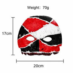 Masque de zombie effrayant pour fête, design patchwork bicolore, dimensions 17cm par 20cm