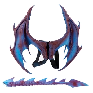 Blue and purple gradient dragon wings and tail set for kids Halloween cosplay costumes
