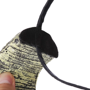 Detail view of the black felt base and textured attachment on a Halloween horn headband