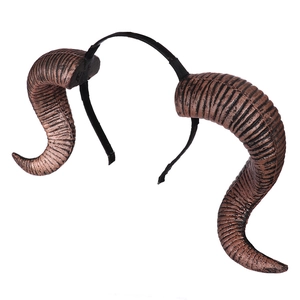 Realistic bronze ram horn headband for Halloween cosplay and carnival parties