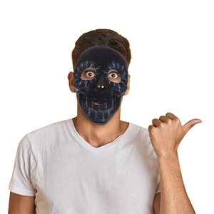 Halloween skull mask with blue lightning pattern for spooky cosplay and party decoration