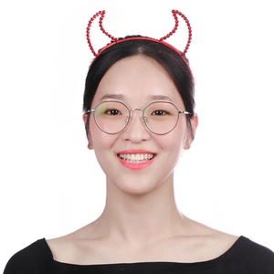 Serre-tête cornes de diable rouges avec strass pour Halloween et accessoires de fête