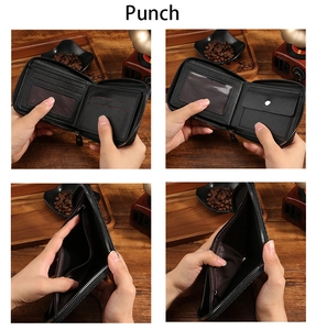 Detailed view of carbon fiber texture wallet with multi-card slots and coin pocket
