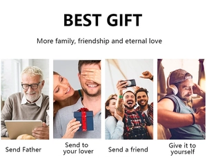 Gift set presentation for men featuring a wallet, headphones, and premium packaging