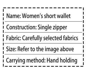 Spécifications détaillées du portefeuille court zippé pour femme en tissu de qualité