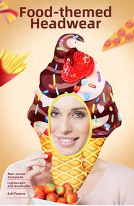 Detail of soft breathable non-woven ice cream cone headgear for party cosplay
