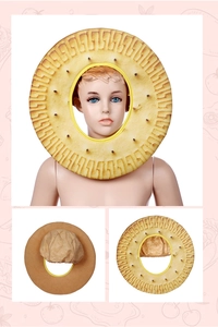 Detailed views of cookie-shaped plush headband for carnival party cosplay outfits