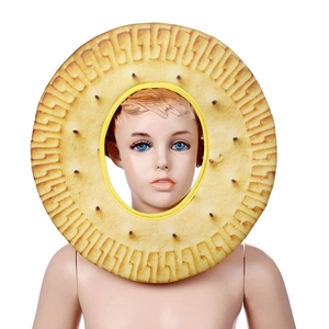 Chapeau de biscuit amusant en peluche pour cosplay de Noël avec bordure ondulée