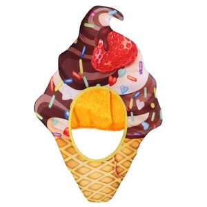 Creative ice cream shaped cosplay hat with chocolate swirl and strawberry detail