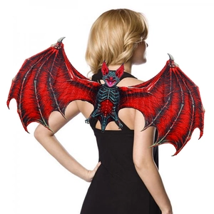 Realistic red bat wings costume for Halloween cosplay with black shoulder straps