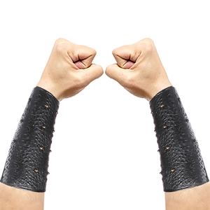 Punk Gothic Bracers Faux Leather Wrist Armor Rivet Studded Lace Up Medieval Costume Prop For Cosplay Biker Steampunk Retro
