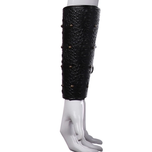 Gothic punk leather arm guard with vintage bronze rivets for cosplay costume