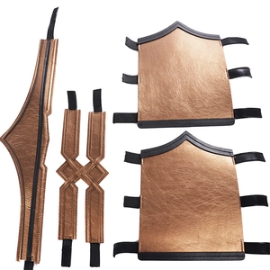 Ensemble cosplay Viking en cuir bronzé avec serre-tête et protège-bras médiévaux