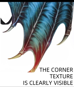 Macro view of dragon wings showing detailed gradient color and clear leather texture