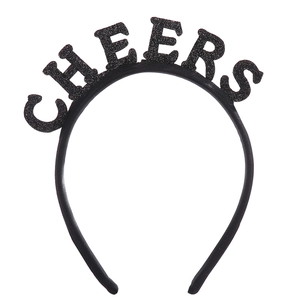 Glitzernder schwarzer Cheers-Haarreif für Neujahrspartys und festliche Haardekorationen