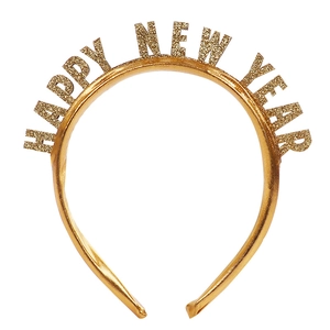Goldenes Happy New Year Glitzer Stirnband für 2024 festliche Party Deko Accessoires