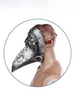 Steampunk Pestmaske mit antikem Silberfinish und Zahnrad-Details für Halloween