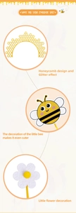 Vue macro de décorations à cupcake abeille avec couronnes dorées et détails de fleurs en feutre