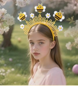 Détail du serre-tête abeille de Pâques avec structure en nid d'abeille et abeilles