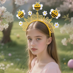 Serre-tête abeille de Pâques avec design alvéolé et figurines d'abeilles pour enfants