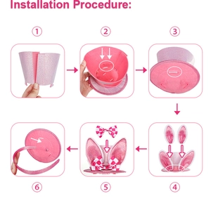 6-step DIY installation guide for pink sequin bunny ears party headband accessory