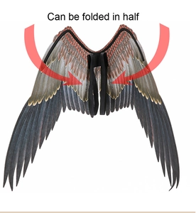 Detailed view of large angel wings showing the foldable design for easy storage