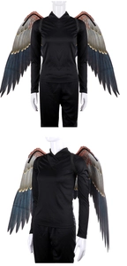 Detailed realistic feather texture and elastic straps on large gradient angel wings
