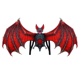 Halloween vampire bat wings costume with realistic red and black textures for adults and kids