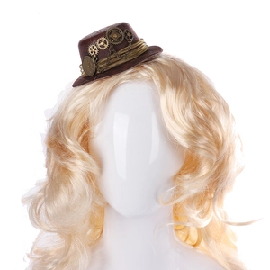Steampunk Mini Top Hat Hair Clip With Alloy Gears And Chain Retro Gothic Party Cosplay Headwear For Women Girls