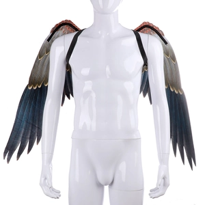 Realistic Mardi Gras angel wings with blue and brown gradient and elastic shoulder straps