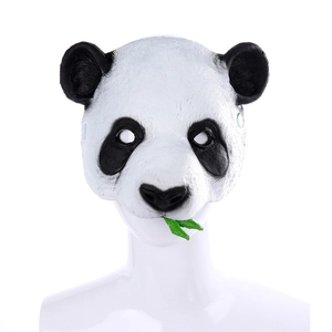 Realistische Panda Maske Tier Cosplay Kostüm Requisite PU Schaum Kopfmaske Mit Grünem Bambusblatt Für Halloween Karneval Party