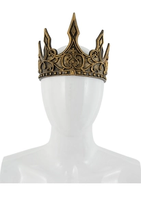 Detailed view of the vintage medieval king crown with intricate floral engravings