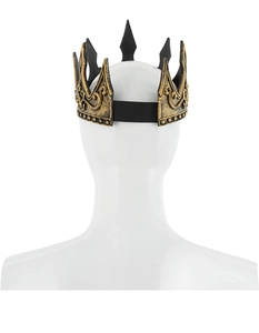 Gothic gold and black foam crown with intricate scrollwork relief and elastic back strap