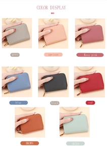 Multi-color PU leather zipper card holder collection with eight elegant shades