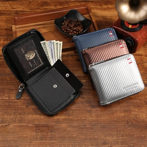 Fashionable carbon fiber texture men's large capacity wallet with multi-card slots