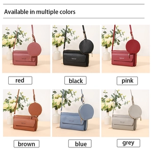 Detail view of stylish crossbody cell phone bag with multi-layer organ design and round coin purse
