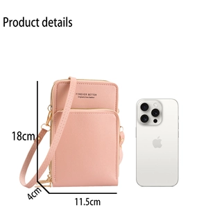 Borsa a tracolla rosa per cellulare con dimensioni 18x11,5x4cm e cerniera dorata lucida