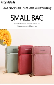 Borsa a tracolla porta cellulare a tre cerniere in verde menta, rosso e rosa