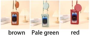 Borse per cellulare touch marroni, verde chiaro e rosse con portamonete coordinati