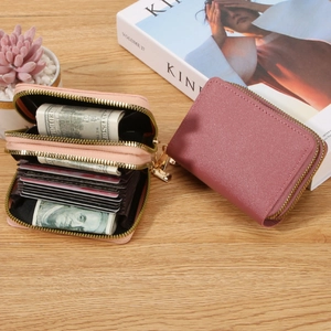Dual Zipper Accordion Card Holder Large Capacity PVC Leather Card Wallet With Anti-Theft Function For Men Women Daily Use